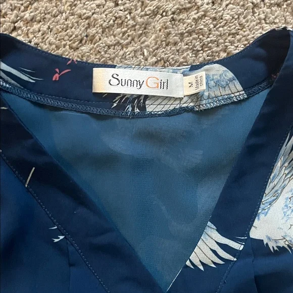 Sunny Blue Dress with Bird Design - Picture 2 of 6